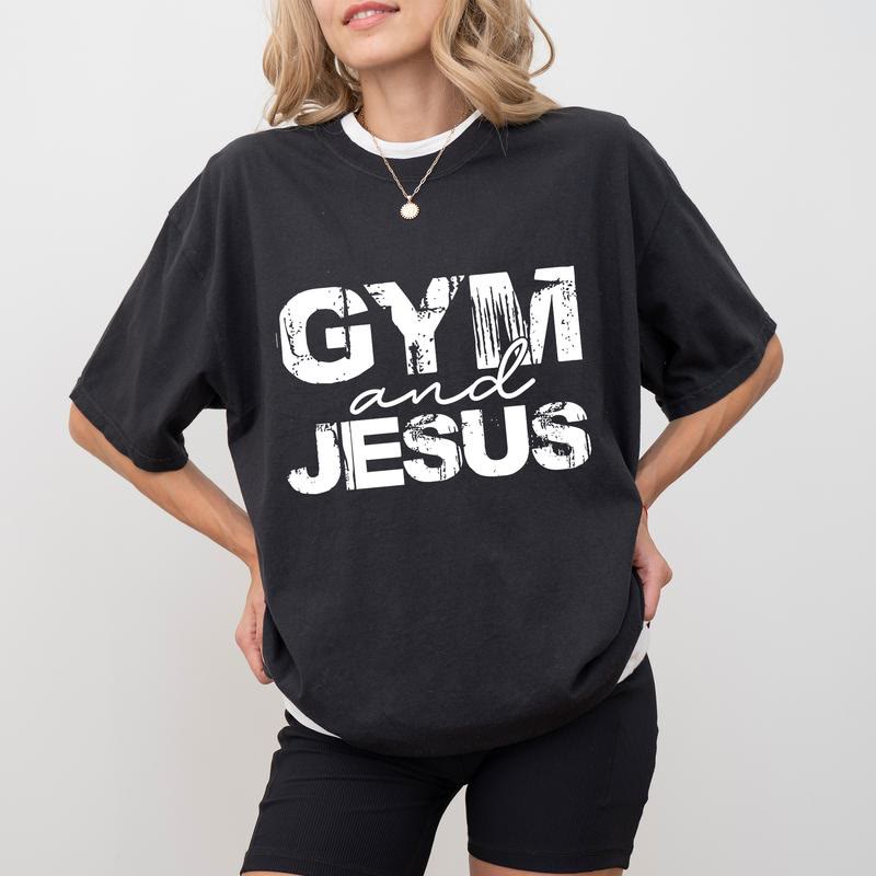 T-shirt Christianartworkshop Gym et Jésus - Noir - 2XL - image 1