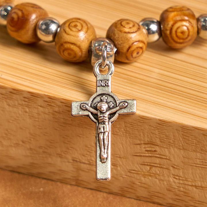 Bracelet crucifix rose avec icône de Jésus, Christianartworkshop : Bijou spirituel fait main d'une qualité exceptionnelle - image 6