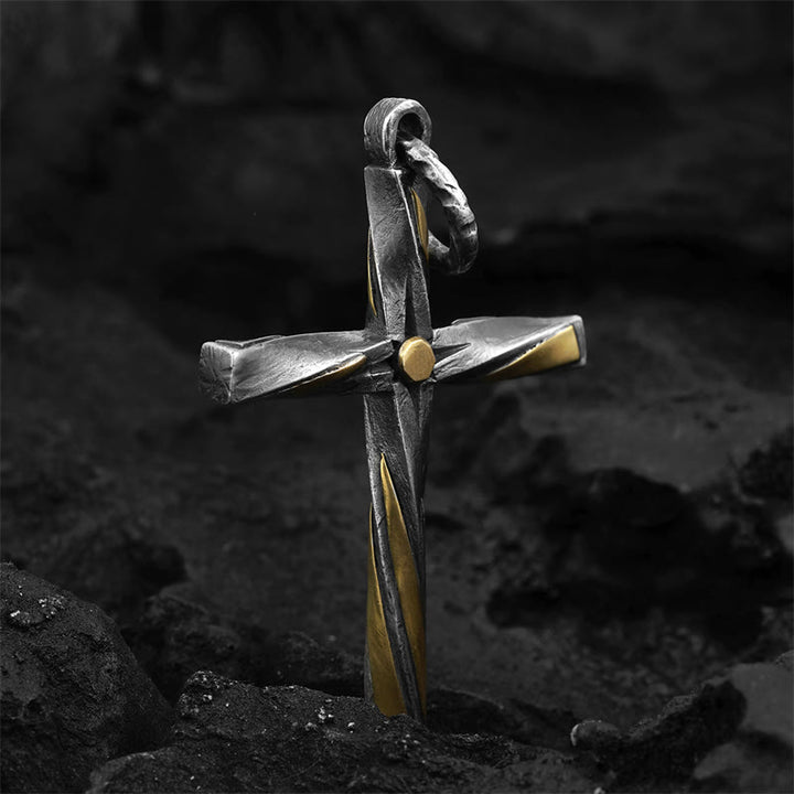 Collier croix spirale en argent sterling 925 de Christianartworkshop : un hommage moderne à la foi - Argent sterling 925 - image 0