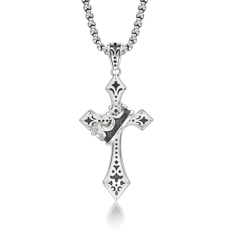 Christianartworkshop Collier croix vintage et classique en argent sterling 925 : un emblème luxueux de la foi - Argent - image 1