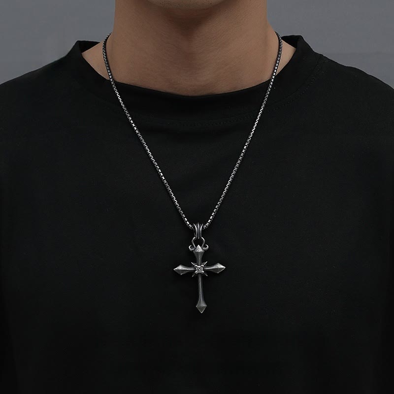 Collier croix moderne et minimaliste en argent sterling 925 de Christianartworkshop : symbole mystérieux et tendance de croyance - image 1