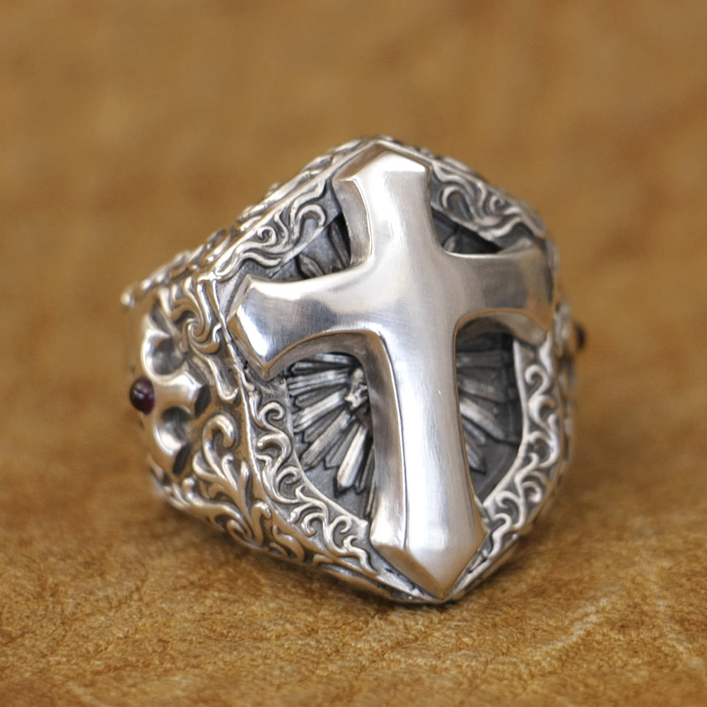 Bague Croix Divine en argent sterling 925 de Christianartworkshop - Un symbole de connexion spirituelle - image 2