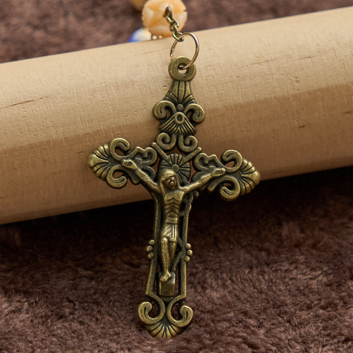 Christianartworkshop Jésus est le don : Chapelet floral fait main avec perles de roses bleues et muguet - image 9