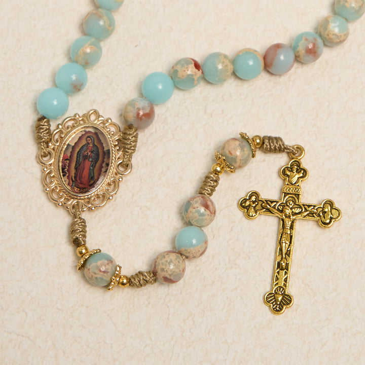 Christianartworkshop FOI PRIÉE : Chapelet de prière artisanal en pierre d'eau avec carte cadeau - image 8