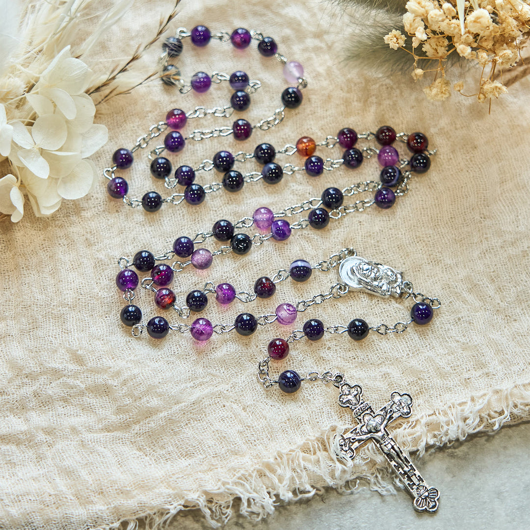 Christianartworkshop Chapelet en agate violette de 6 mm : un rappel de la nature royale et divine de Dieu - image 3