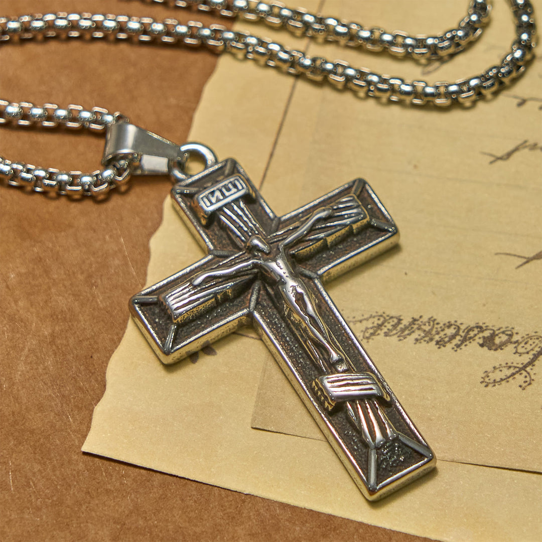 Christianartworkshop Collier pendentif crucifix style rétro classique : un emblème fidèle - image 0