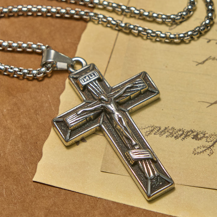 Christianartworkshop Collier pendentif crucifix style rétro classique : un emblème fidèle - image 0