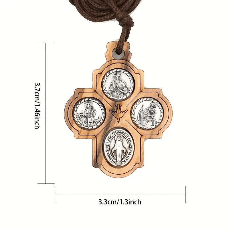 Christianartworkshop Collier croix à quatre branches en bois d'olivier classique : un symbole de foi rare et sacré - image 5