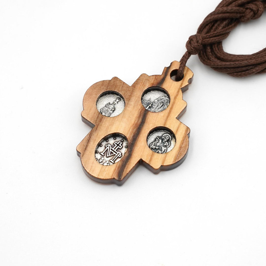 Christianartworkshop Collier croix 5 en 1 en bois d'olivier et carmélite - image 4
