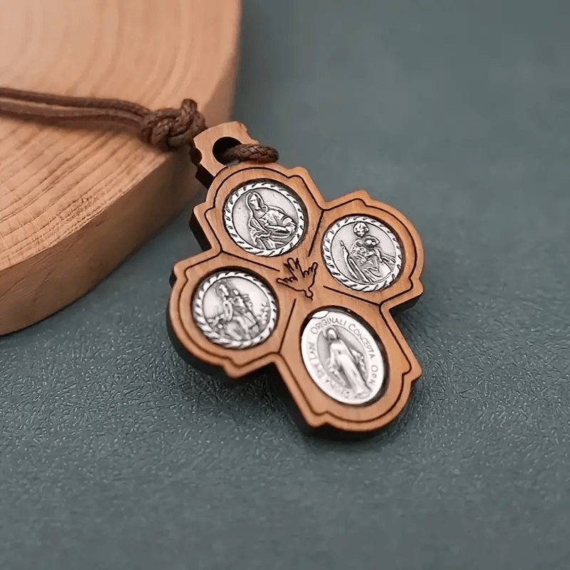 Christianartworkshop Collier croix à quatre branches en bois d'olivier classique : un symbole de foi rare et sacré - image 2