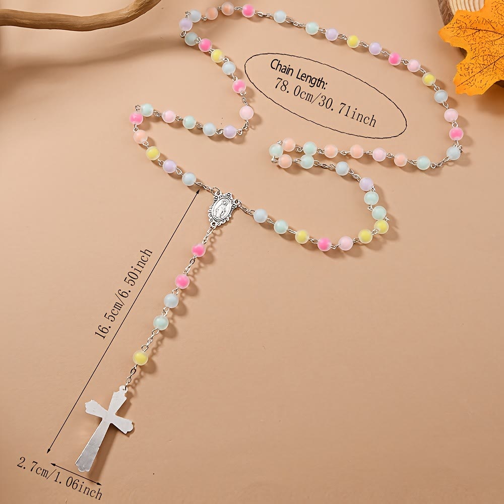 Christianartworkshop Chapelet avec médaille miraculeuse, perles de couleur givrée et crucifix - image 3