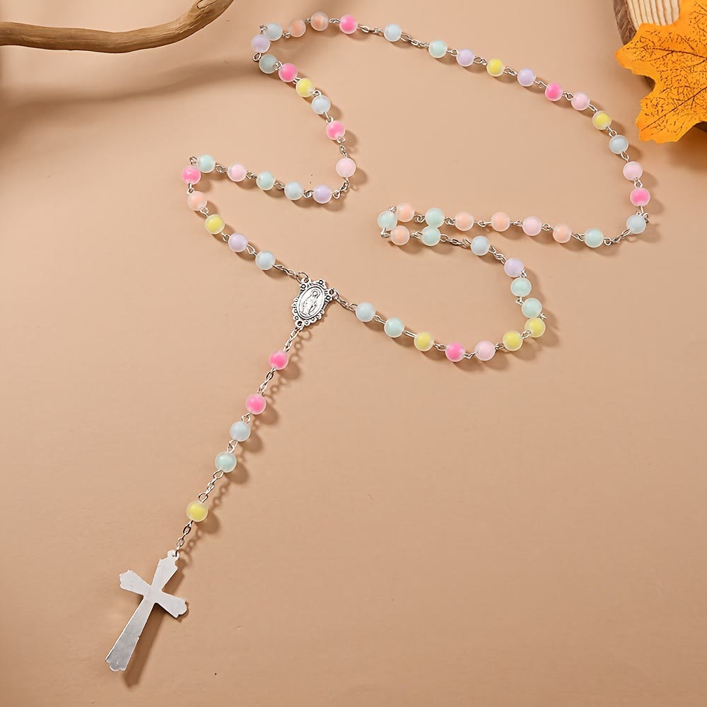 Christianartworkshop Chapelet avec médaille miraculeuse, perles de couleur givrée et crucifix - image 1