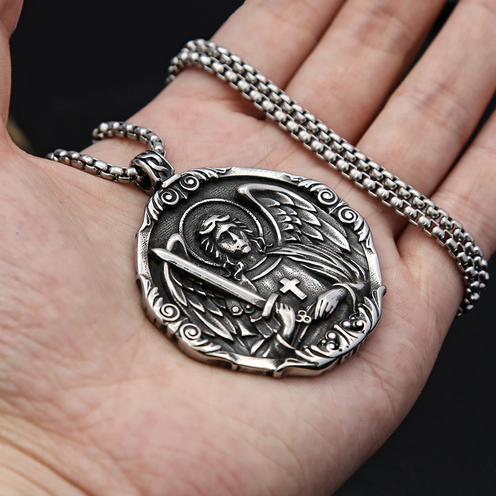 Christianartworkshop Collier pendentif ailes d'ange en acier inoxydable - image 2