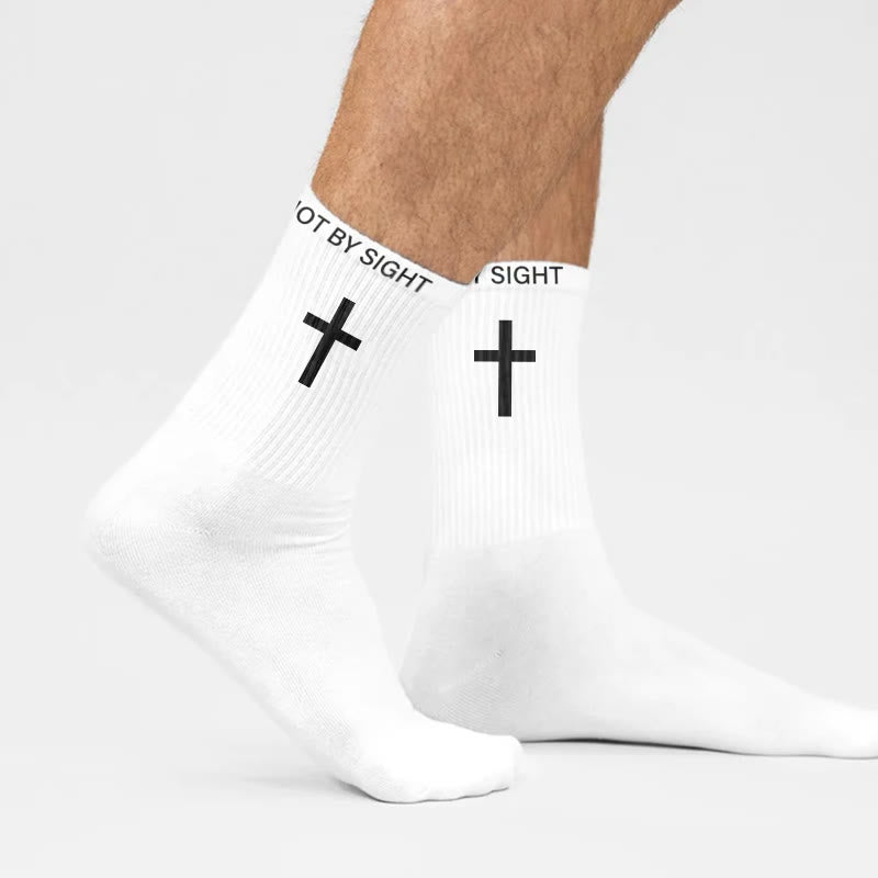Christianartworkshop Chaussettes en coton de la foi chrétienne — MARCHEZ PAR LA FOI, NON PAR LA VUE - image 1