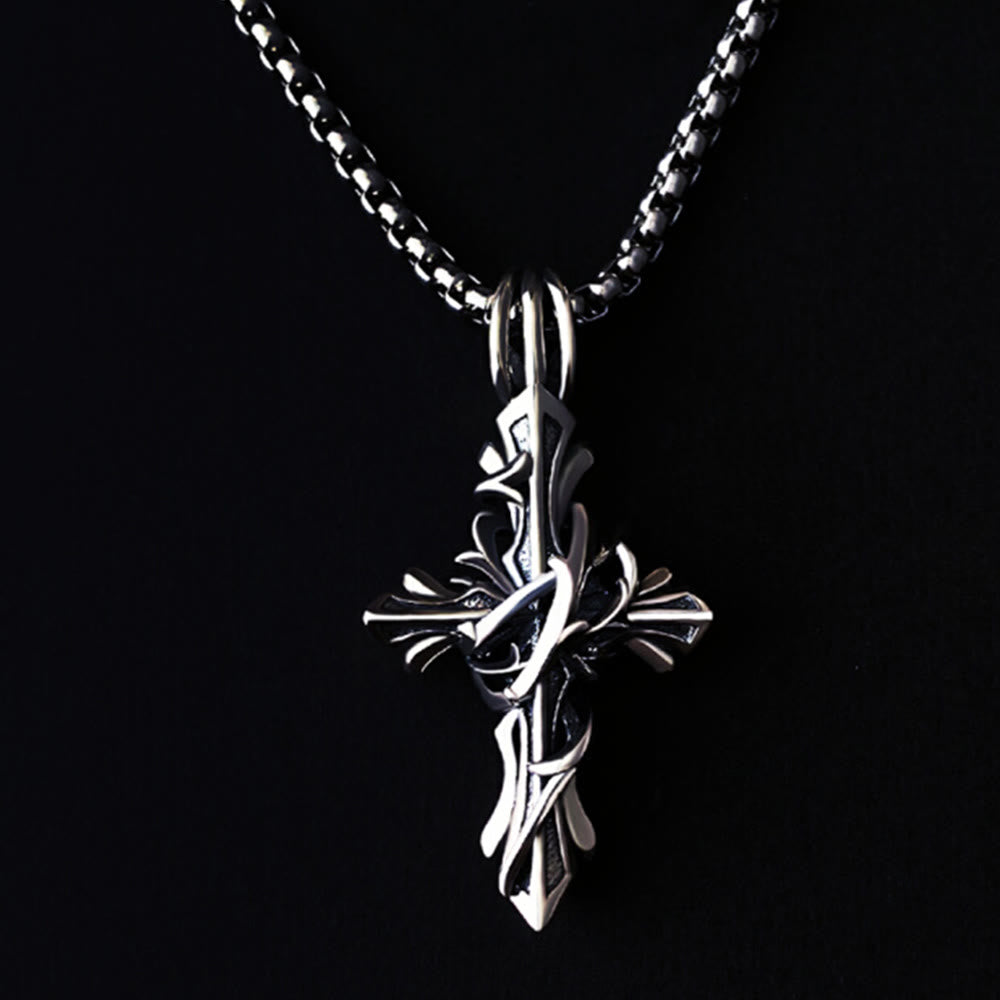 Collier croix vintage et minimaliste en argent sterling 925 de Christianartworkshop : un symbole intemporel de dévotion spirituelle - Argent sterling 925 - image 0