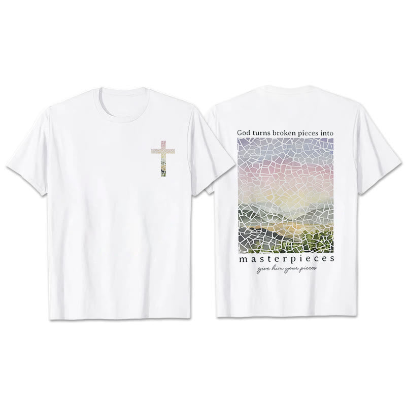 T-shirt Christianartworkshop « Dieu transforme les morceaux brisés en chefs-d'œuvre » - Blanc - 2XL - image 0