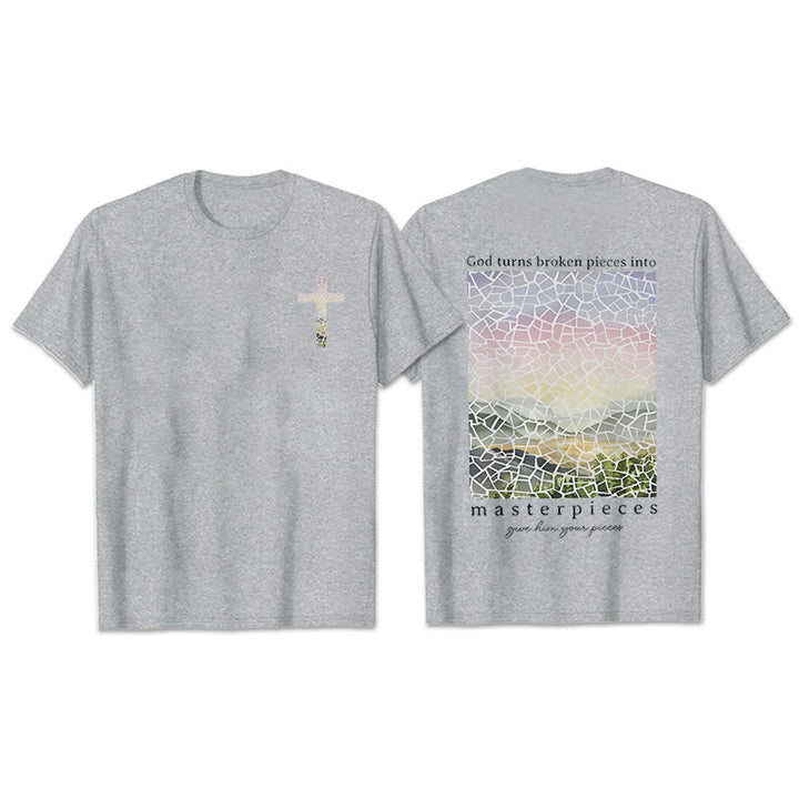 T-shirt Christianartworkshop « Dieu transforme les morceaux brisés en chefs-d'œuvre » - Gris - 2XL - image 24