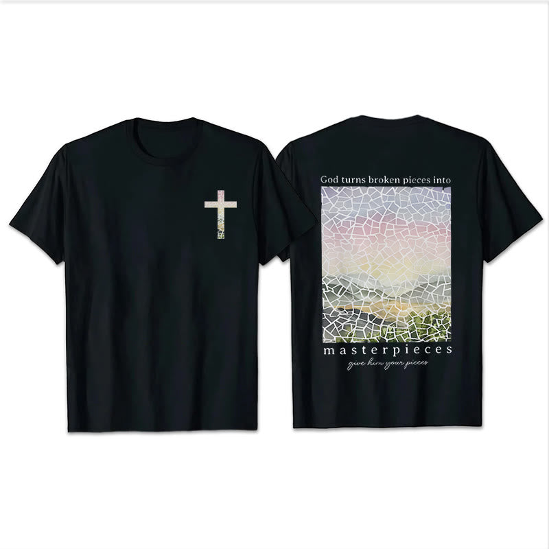T-shirt Christianartworkshop « Dieu transforme les morceaux brisés en chefs-d'œuvre » - Noir - 2XL - image 3