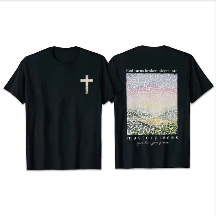 T-shirt Christianartworkshop « Dieu transforme les morceaux brisés en chefs-d'œuvre » - Noir - 2XL - image 3