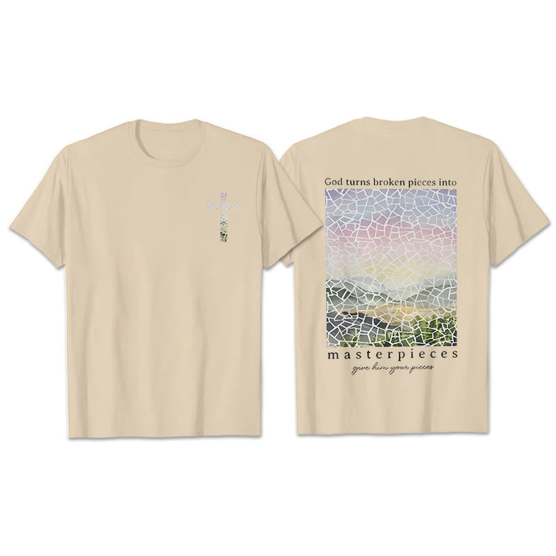 T-shirt Christianartworkshop « Dieu transforme les morceaux brisés en chefs-d'œuvre » - Beige - 2XL - image 6