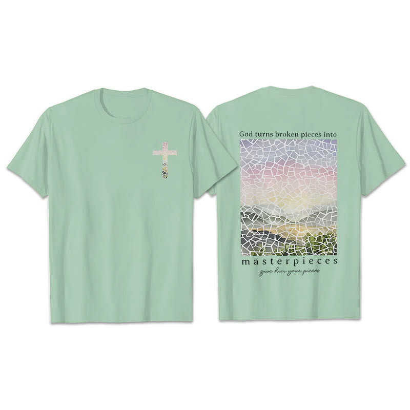 T-shirt Christianartworkshop « Dieu transforme les morceaux brisés en chefs-d'œuvre » - Vert clair - 2XL - image 15