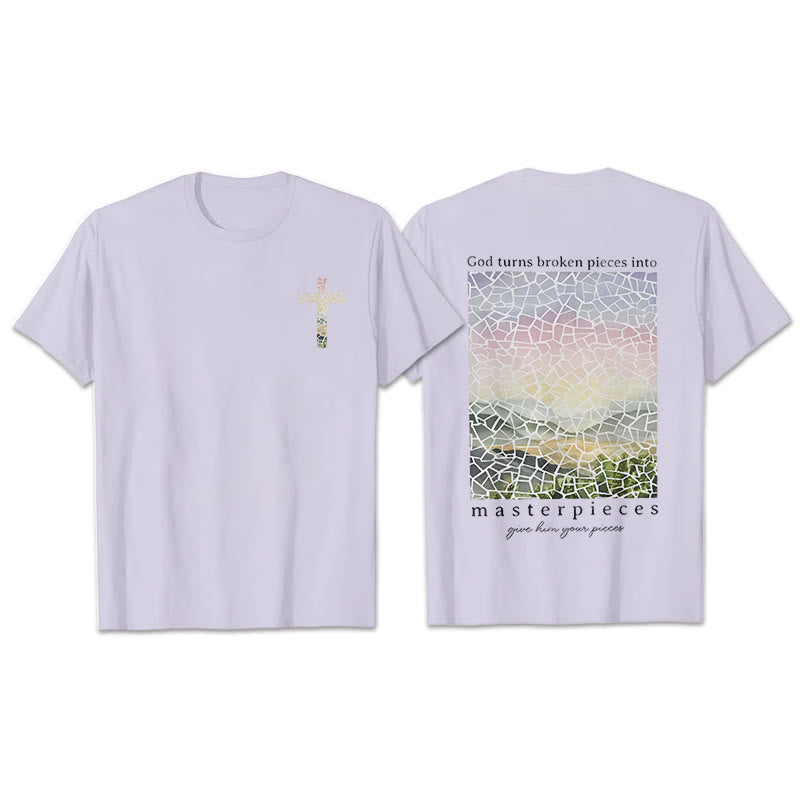 T-shirt Christianartworkshop « Dieu transforme les morceaux brisés en chefs-d'œuvre » - Violet - 2XL - image 21
