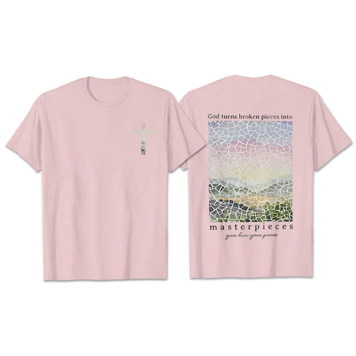 T-shirt Christianartworkshop « Dieu transforme les morceaux brisés en chefs-d'œuvre » - Rose - 2XL - image 12
