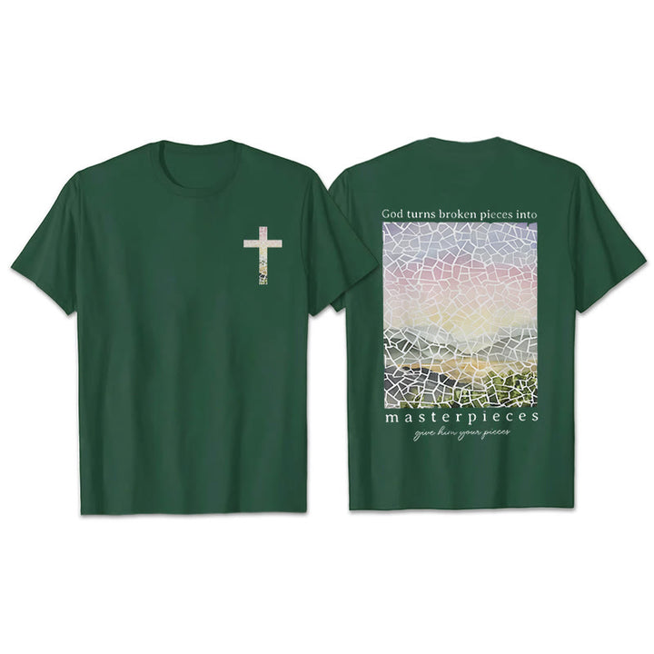 T-shirt Christianartworkshop « Dieu transforme les morceaux brisés en chefs-d'œuvre » - Vert foncé - 2XL - image 18