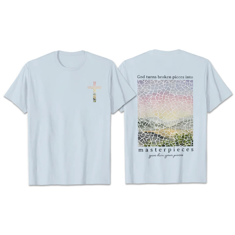 T-shirt Christianartworkshop « Dieu transforme les morceaux brisés en chefs-d'œuvre » - Bleu - 2XL - image 9