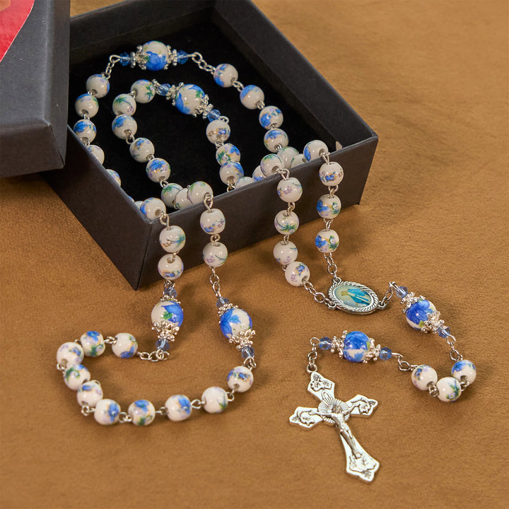 Christianartworkshop Chapelet artisanal en perles de muguet : Pierre de paix divine - image 4