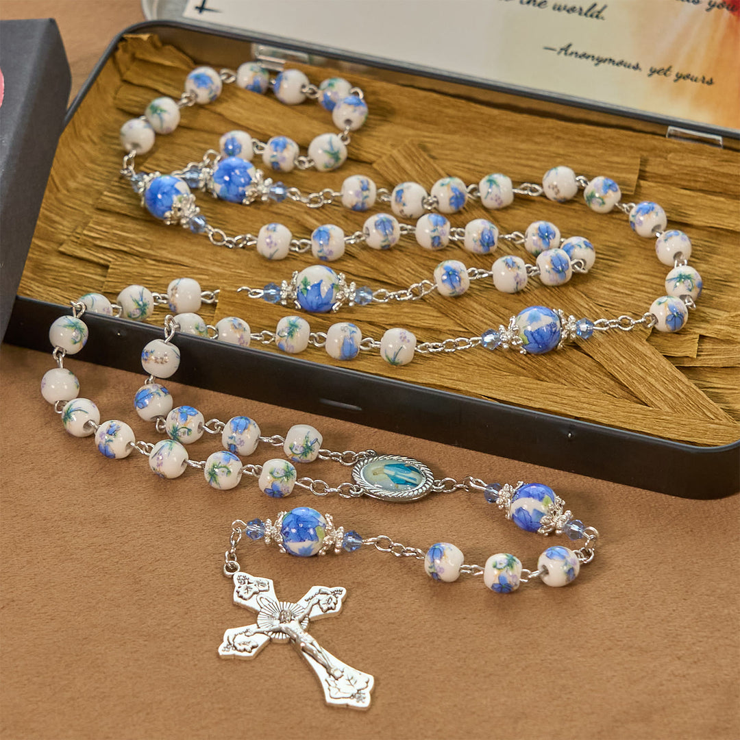 Christianartworkshop Chapelet artisanal en perles de muguet : Pierre de paix divine - image 2