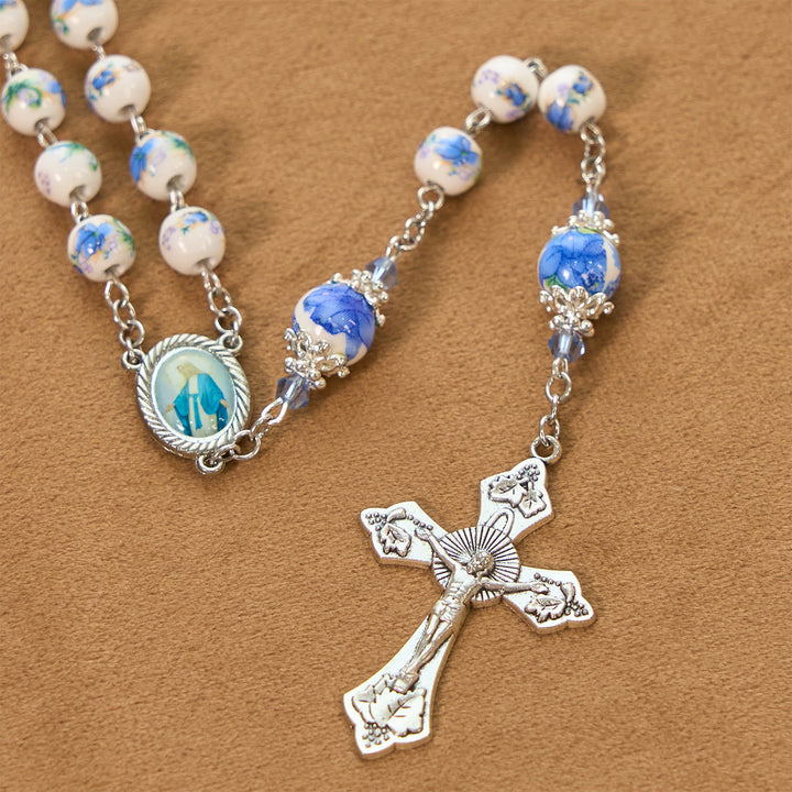 Christianartworkshop Chapelet artisanal en perles de muguet : Pierre de paix divine - image 7