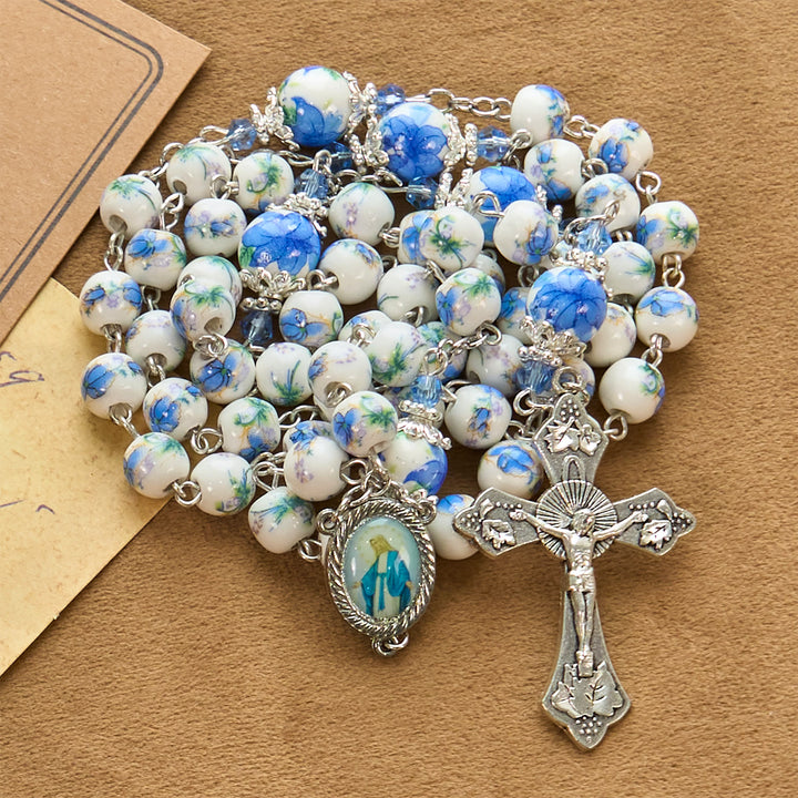 Christianartworkshop Chapelet artisanal en perles de muguet : Pierre de paix divine - Muguet - image 0