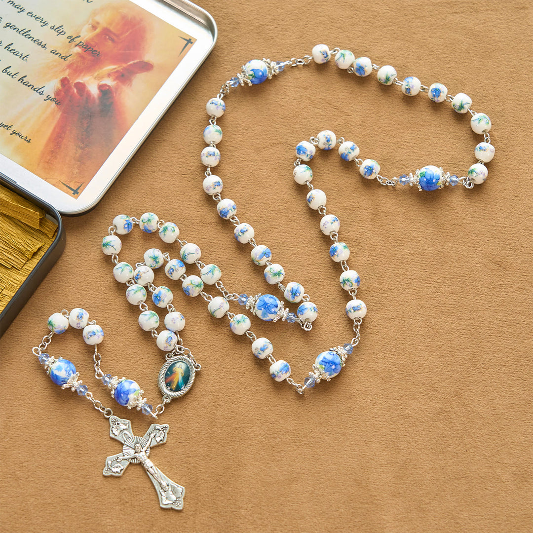 Christianartworkshop Chapelet artisanal en perles de muguet : Pierre de paix divine - image 11