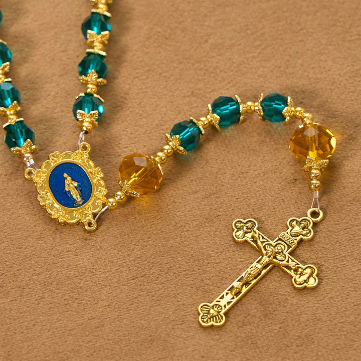 Christianartworkshop Jésus est le cadeau : Chapelet fait main en perles de cristal bleu paon avec carte cadeau - image 9