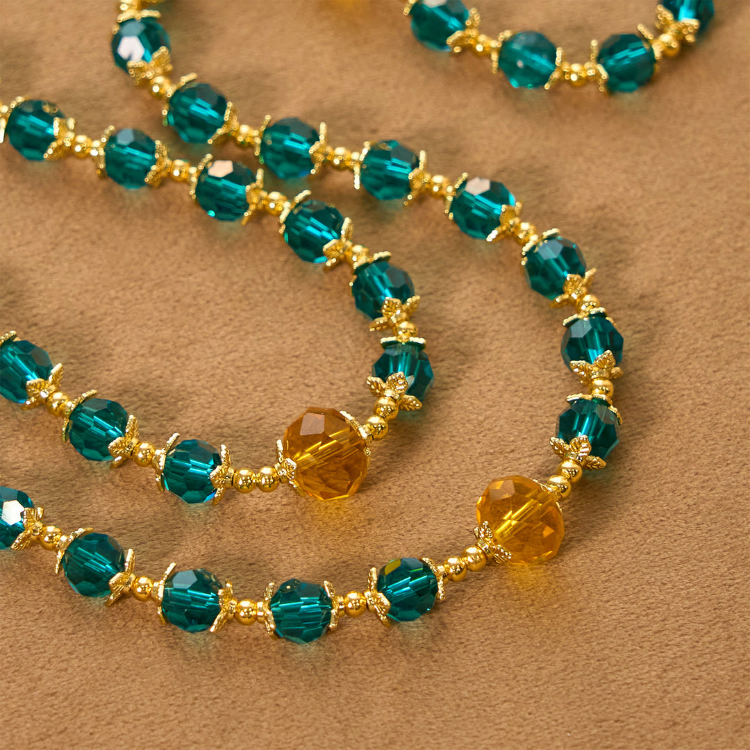 Christianartworkshop Chapelet artisanal en perles de cristal bleu paon : Un délice divin pour la prière. - image 6