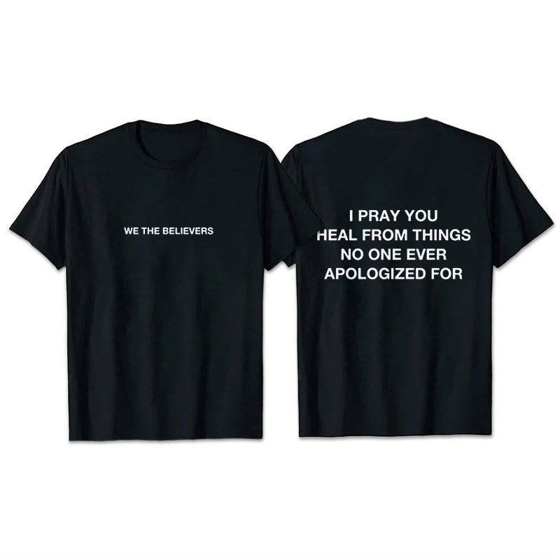 T-shirt Christianartworkshop « Je prie pour que tu guérisses de choses pour lesquelles personne ne s'est jamais excusé » - Noir - 2XL - image 0
