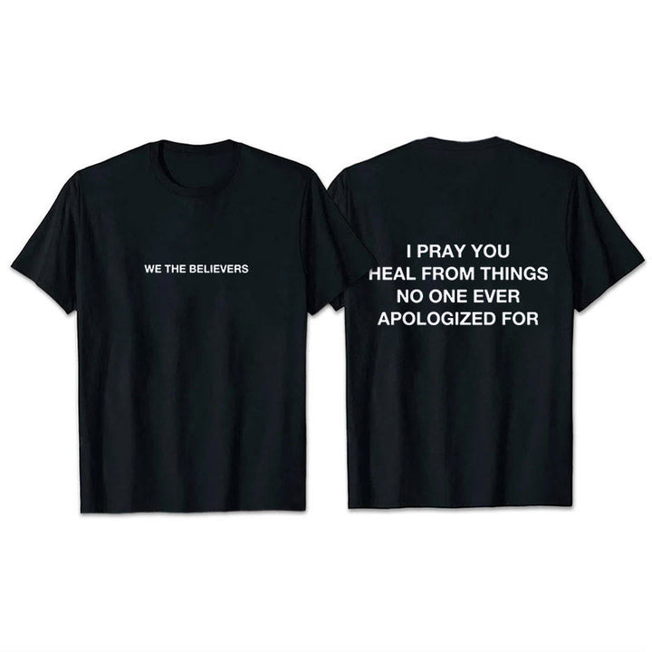T-shirt Christianartworkshop « Je prie pour que tu guérisses de choses pour lesquelles personne ne s'est jamais excusé » - Noir - 2XL - image 0