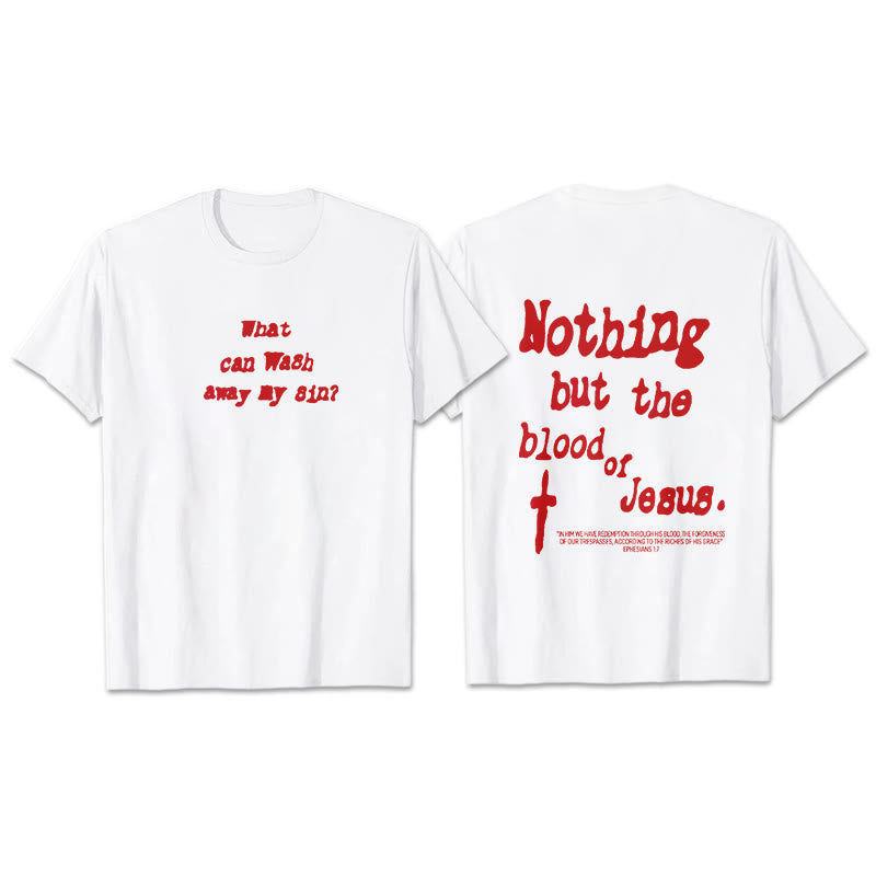 T-shirt en coton Christianartworkshop « Rien que le sang de Jésus » - Blanc - 2XL - image 0