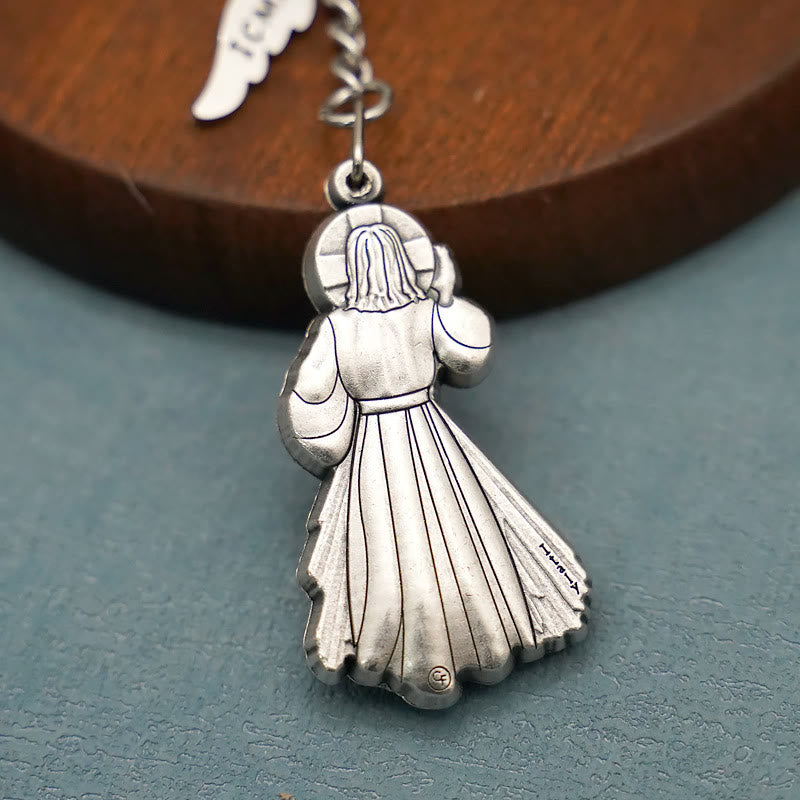 Christianartworkshop Porte-clés exquis en émail incrusté représentant Jésus et la Miséricorde divine : un rappel de l’amour de Dieu - image 4