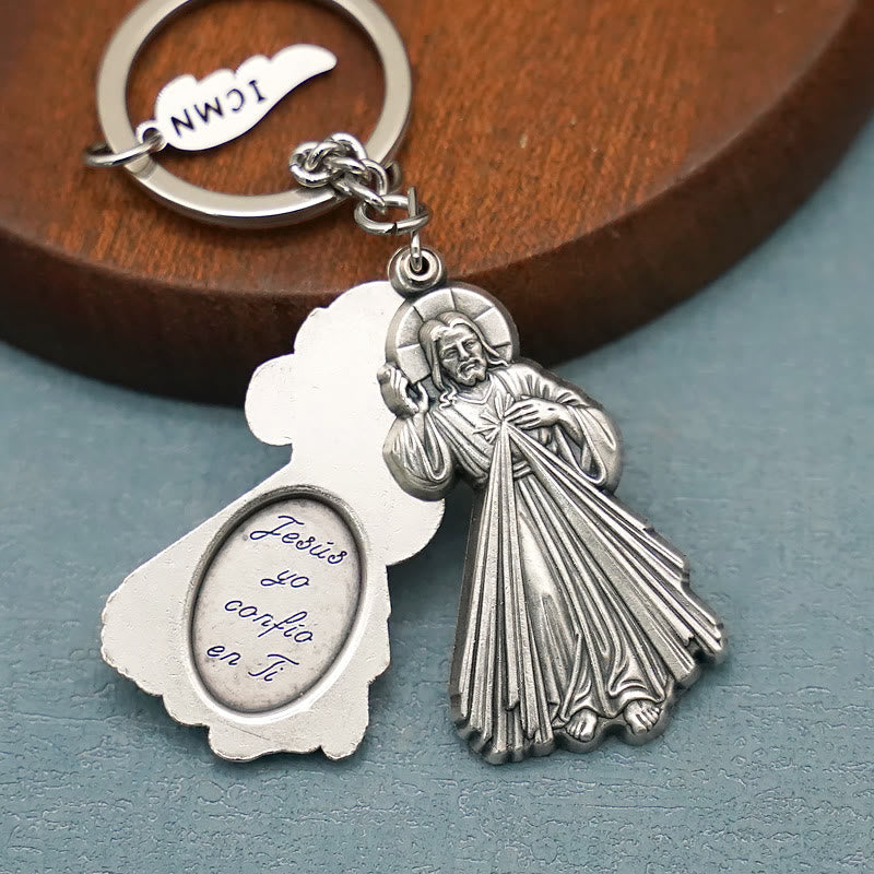 Christianartworkshop Porte-clés exquis en émail incrusté représentant Jésus et la Miséricorde divine : un rappel de l’amour de Dieu - Miséricorde divine - image 0