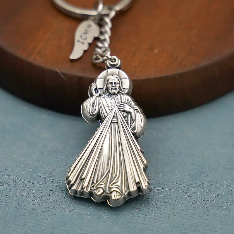 Christianartworkshop Porte-clés exquis en émail incrusté représentant Jésus et la Miséricorde divine : un rappel de l’amour de Dieu - image 5