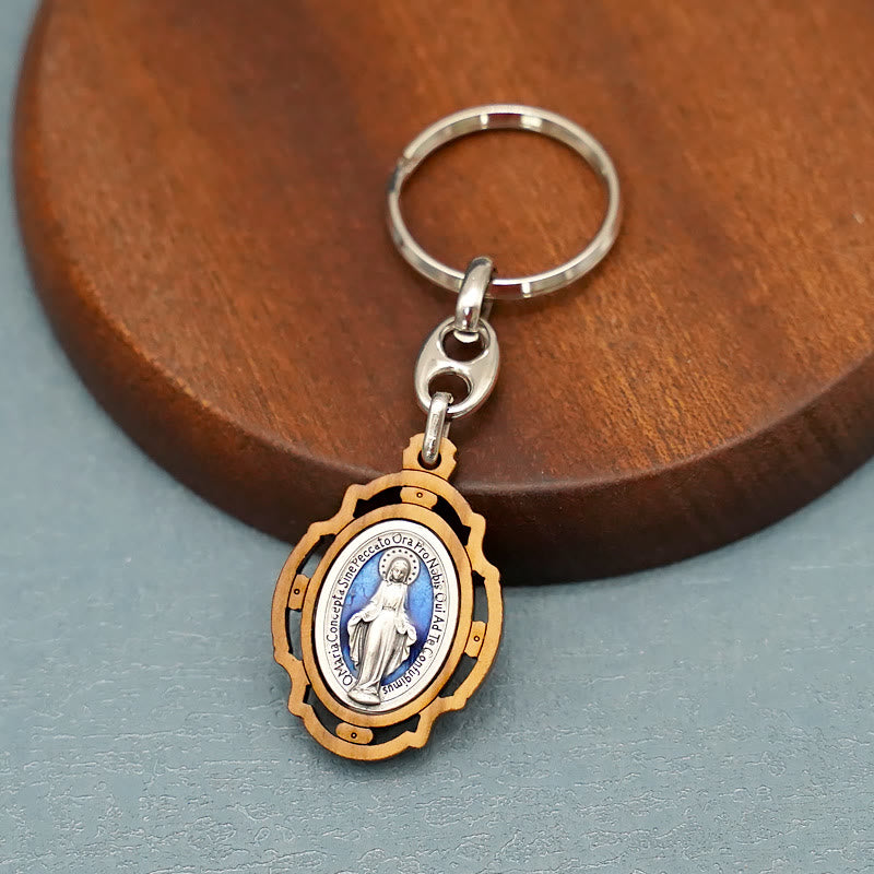 Christianartworkshop Médaille miraculeuse émaillée double face et porte-clés Vierge Marie : symbole éclatant d’espoir et de restauration - Médaille Miraculeuse - image 0