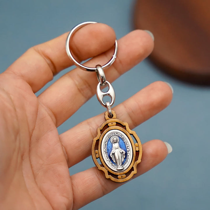 Christianartworkshop Médaille miraculeuse émaillée double face et porte-clés Vierge Marie : symbole éclatant d’espoir et de restauration - image 3