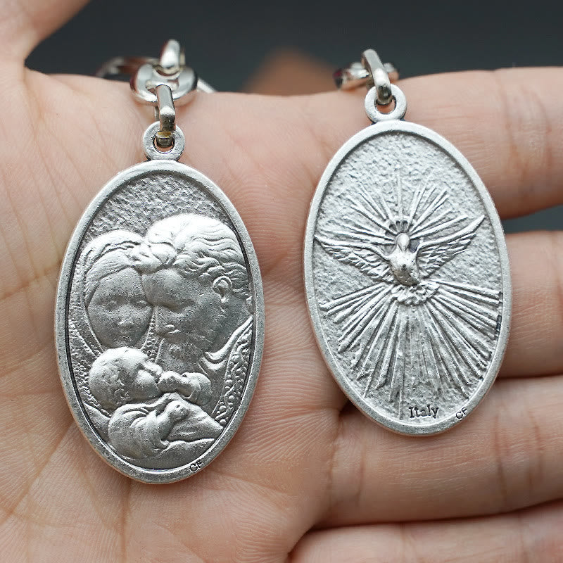Christianartworkshop Porte-clés pendentif Sainte Famille et Saint-Esprit de style rétro : symbole éclatant d'unité familiale - image 3