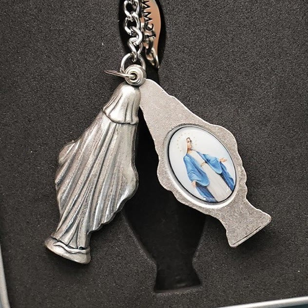 Christianartworkshop Porte-clés coulissant à l'effigie de la Vierge Marie et de la médaille miraculeuse : souvenir de la dévotion à Marie - image 1