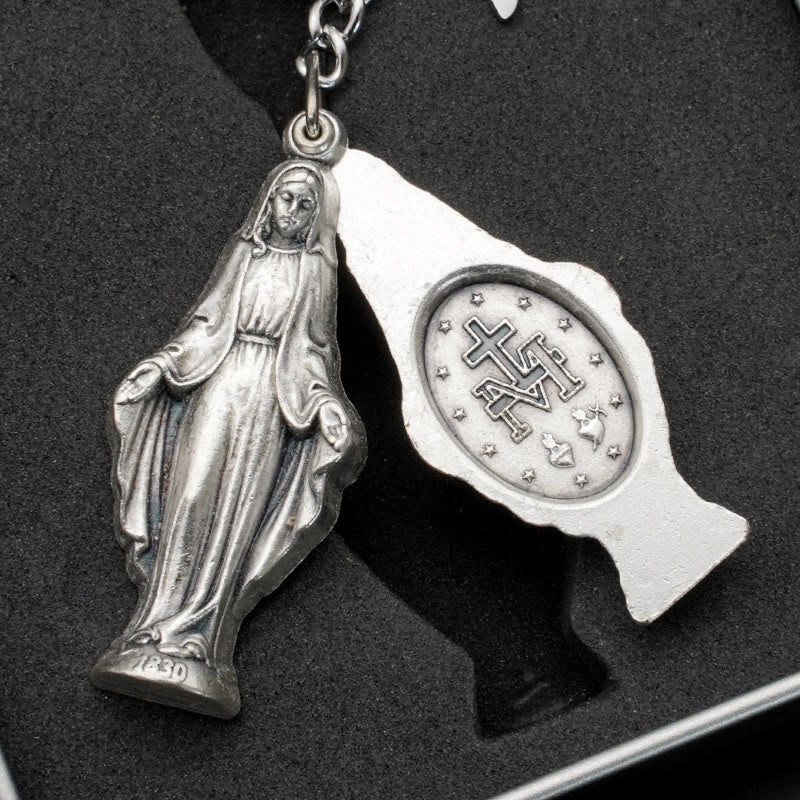 Christianartworkshop Porte-clés coulissant à l'effigie de la Vierge Marie et de la médaille miraculeuse : souvenir de la dévotion à Marie - Médaille Miraculeuse - image 0