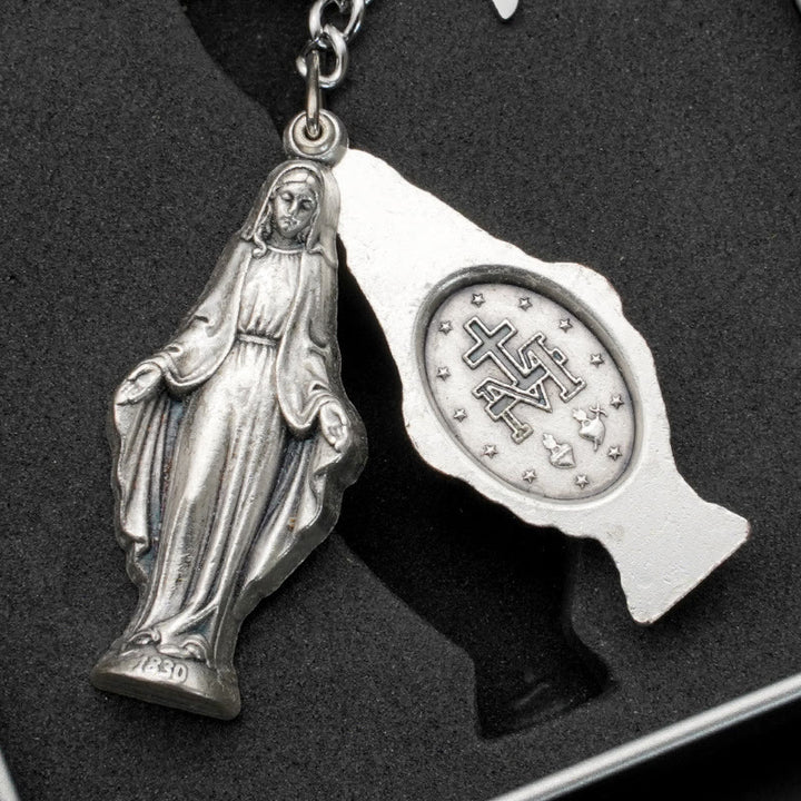 Christianartworkshop Porte-clés coulissant à l'effigie de la Vierge Marie et de la médaille miraculeuse : souvenir de la dévotion à Marie - Médaille Miraculeuse - image 0