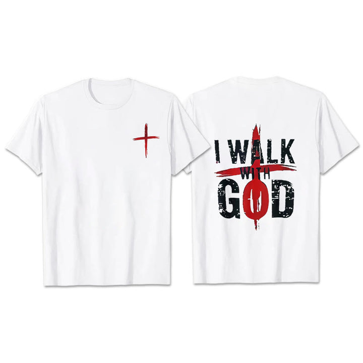 T-shirt Christianartworkshop « Je marcherai avec Dieu » - Blanc - 2XL - image 0