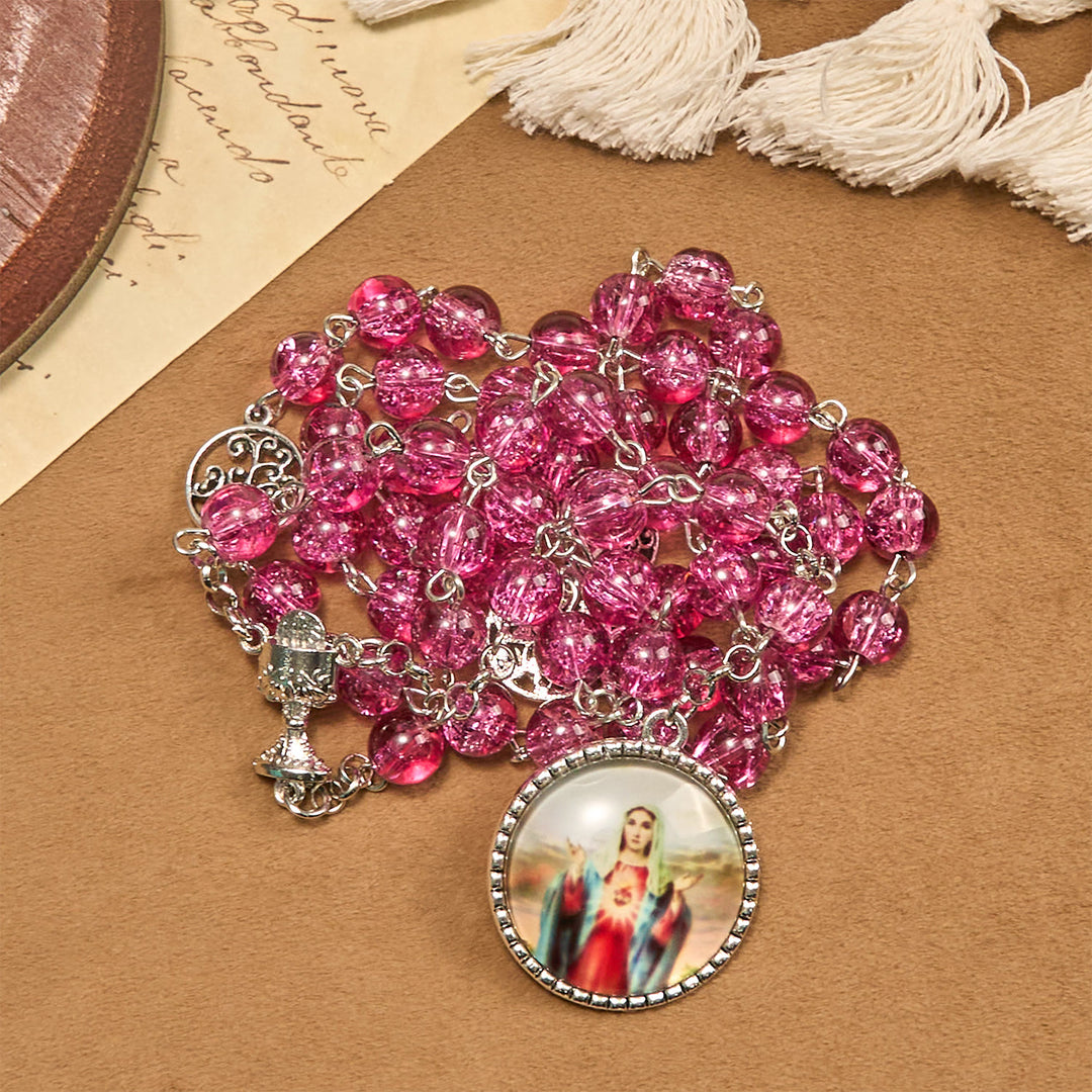 Christianartworkshop Chapelet en verre rose orné de Notre-Dame de Guadalupe : une bénédiction pleine d'amour - image 7